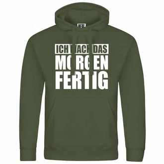 deinshirt Kapuzenpullover Ich mach das Morgen fertig Dunkelgrün/Grün/Grau