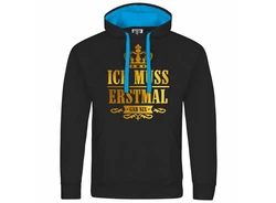 deinshirt Kapuzenpullover Herren Ich muss erstmal gar nix Gold/Dunkelblau/Gelb/Dunkelgrau
