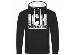 deinshirt Kapuzenpullover Ich muss gar nix Schwarz/Dunkelblau