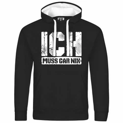 deinshirt Kapuzenpullover Ich muss gar nix Schwarz/Dunkelblau