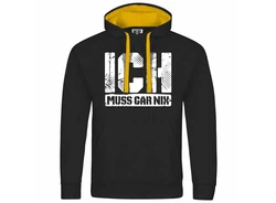 deinshirt Kapuzenpullover Ich muss gar nix Gold/Dunkelblau/Schwarz/Gelb