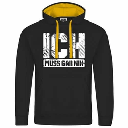 deinshirt Kapuzenpullover Ich muss gar nix Gold/Dunkelblau/Schwarz/Gelb