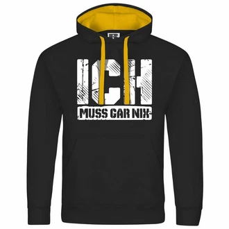 deinshirt Kapuzenpullover Ich muss gar nix Gold/Dunkelblau/Schwarz/Gelb