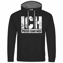 deinshirt Kapuzenpullover Ich muss gar nix Schwarz/Dunkelblau/Rot