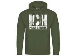 deinshirt Kapuzenpullover Ich muss gar nix Dunkelgrün/Grün/Neonfarben