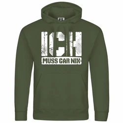 deinshirt Kapuzenpullover Ich muss gar nix Dunkelgrün/Grün/Neonfarben