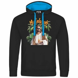 deinshirt Kapuzenpullover Mallelujah Mit Print Motiv Schwarz/Orange