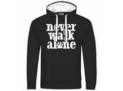 deinshirt Kapuzenpullover Herren Never walk alone Schwarz/Dunkelblau/Weiß