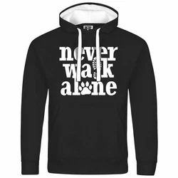 deinshirt Kapuzenpullover Herren Never walk alone Schwarz/Dunkelblau/Weiß