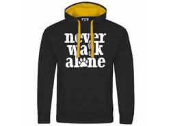 deinshirt Kapuzenpullover Herren Never walk alone Schwarz/Gelb/Dunkelblau