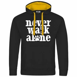 deinshirt Kapuzenpullover Herren Never walk alone Schwarz/Gelb/Dunkelblau