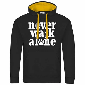 deinshirt Kapuzenpullover Herren Never walk alone Schwarz/Gelb/Dunkelblau