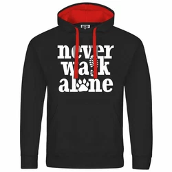 deinshirt Kapuzenpullover Herren Never walk alone Rot/Schwarz