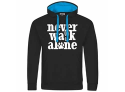 deinshirt Kapuzenpullover Herren Never walk alone Schwarz/Dunkelblau/Blau