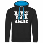 deinshirt Kapuzenpullover Herren Never walk alone Schwarz/Dunkelblau/Blau