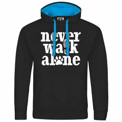 deinshirt Kapuzenpullover Herren Never walk alone Schwarz/Dunkelblau/Blau