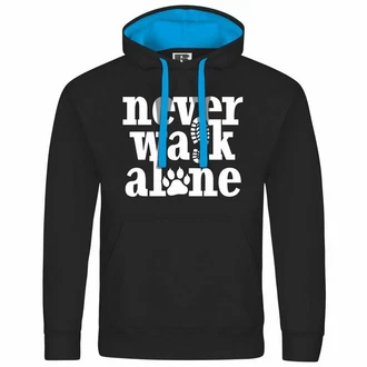 deinshirt Kapuzenpullover Herren Never walk alone Schwarz/Dunkelblau/Blau