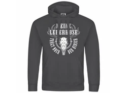 deinshirt Kapuzenpullover Herren Meine Lederhose trägt noch der Hirsch Mit Print Motiv Hellgrau/Schwarz/Dunkelgrau/Grau