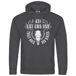 deinshirt Kapuzenpullover Herren Meine Lederhose trägt noch der Hirsch Mit Print Motiv Hellgrau/Schwarz/Dunkelgrau/Grau