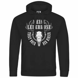 deinshirt Kapuzenpullover Herren Meine Lederhose trägt noch der Hirsch Mit Print Motiv Schwarz