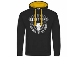 deinshirt Kapuzenpullover Herren Meine Lederhose trägt noch der Hirsch Mit Print Motiv Schwarz/Gelb