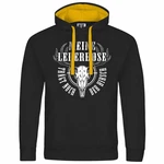 deinshirt Kapuzenpullover Herren Meine Lederhose trägt noch der Hirsch Mit Print Motiv Schwarz/Gelb