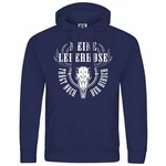 deinshirt Kapuzenpullover Herren Meine Lederhose trägt noch der Hirsch Mit Print Motiv Blau/Dunkelblau
