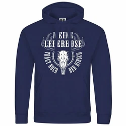 deinshirt Kapuzenpullover Herren Meine Lederhose trägt noch der Hirsch Mit Print Motiv Blau/Dunkelblau
