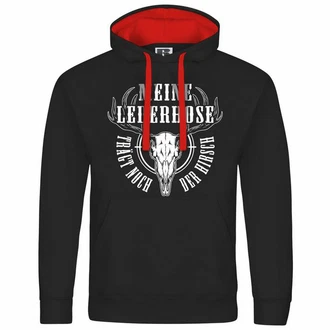 deinshirt Kapuzenpullover Herren Meine Lederhose trägt noch der Hirsch Mit Print Motiv Schwarz/Rot