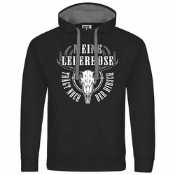 deinshirt Kapuzenpullover Herren Meine Lederhose trägt noch der Hirsch Mit Print Motiv Schwarz
