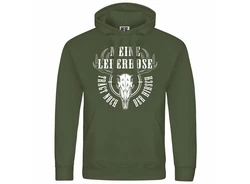 deinshirt Kapuzenpullover Herren Meine Lederhose trägt noch der Hirsch Mit Print Motiv Dunkelgrün/Grün