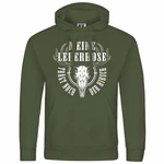 deinshirt Kapuzenpullover Herren Meine Lederhose trägt noch der Hirsch Mit Print Motiv Dunkelgrün/Grün