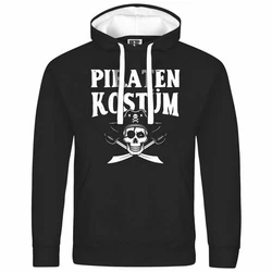 deinshirt Kapuzenpullover PIRATENKOSTM Grau/Hellblau