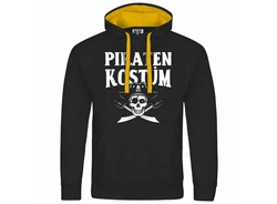 deinshirt Kapuzenpullover PIRATENKOSTM Grau/Gelb/Hellblau