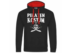 deinshirt Kapuzenpullover PIRATENKOSTM Grau/Rot/Hellblau