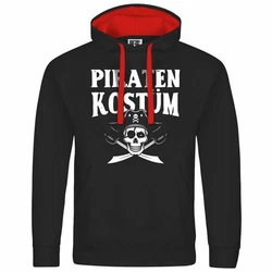 deinshirt Kapuzenpullover PIRATENKOSTM Grau/Rot/Hellblau