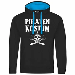 deinshirt Kapuzenpullover PIRATENKOSTM Grau/Hellblau/Blau