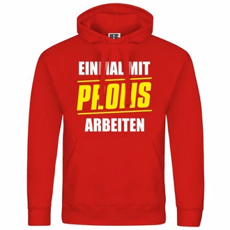 deinshirt Kapuzenpullover Einmal mit Profis arbeiten Rot/Braun