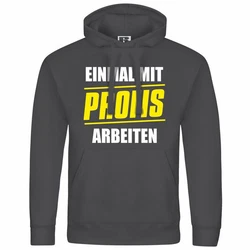 deinshirt Kapuzenpullover Einmal mit Profis arbeiten Braun/Grau/Dunkelgrau/Schwarz
