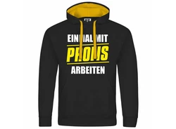 deinshirt Kapuzenpullover Einmal mit Profis arbeiten Schwarz/Grau/Dunkelgrau/Braun/Gelb
