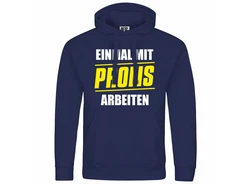 deinshirt Kapuzenpullover Einmal mit Profis arbeiten Dunkelblau/Braun/Hellblau/Blau/Grau