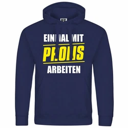 deinshirt Kapuzenpullover Einmal mit Profis arbeiten Dunkelblau/Braun/Hellblau/Blau/Grau