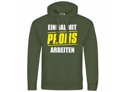 deinshirt Kapuzenpullover Einmal mit Profis arbeiten Dunkelgrün/Grün/Neonfarben/Braun