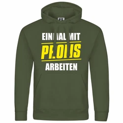 deinshirt Kapuzenpullover Einmal mit Profis arbeiten Dunkelgrün/Grün/Neonfarben/Braun