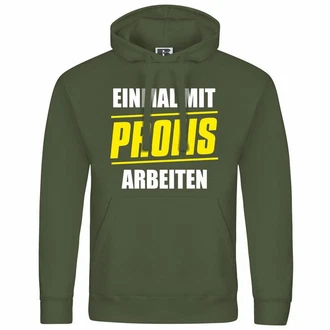 deinshirt Kapuzenpullover Einmal mit Profis arbeiten Dunkelgrün/Grün/Neonfarben/Braun