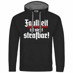 deinshirt Kapuzenpullover Herren Faulheit ist nicht strafbar Grau/Schwarz