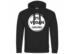 deinshirt Herren Kapuzenpullover Null Prozent VEGAN Mit Print Motiv Schwarz/Rot/Grün