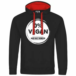 deinshirt Herren Kapuzenpullover Null Prozent VEGAN Mit Print Motiv Rot/Schwarz/Orange