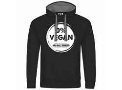 deinshirt Herren Kapuzenpullover Null Prozent VEGAN Mit Print Motiv Schwarz/Rot/Orange
