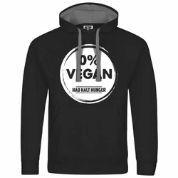 deinshirt Herren Kapuzenpullover Null Prozent VEGAN Mit Print Motiv Schwarz/Rot/Orange